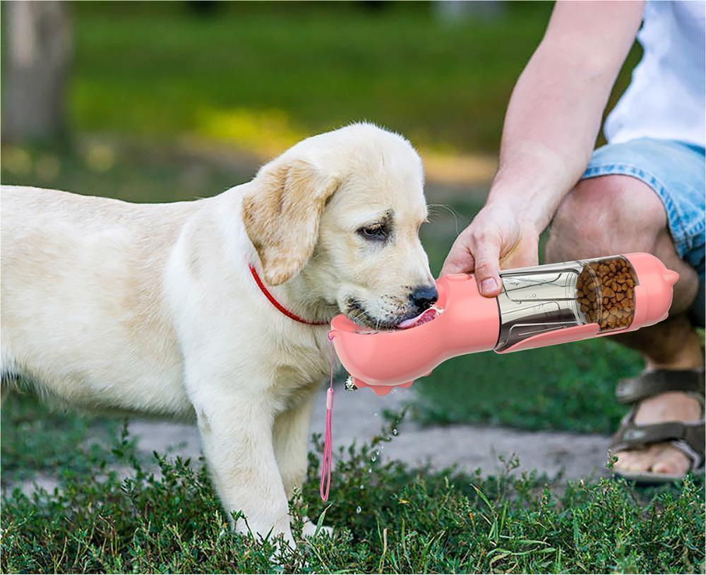 Botella 3 en 1 para Perros – Agua, Comida y Bolsas
